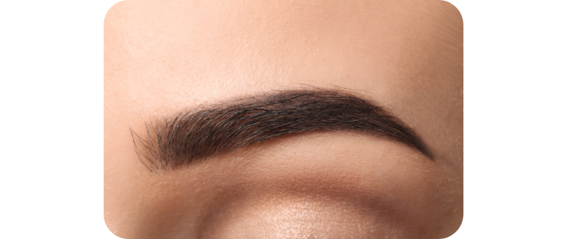 Up close image of brown, natural eyebrow makeup