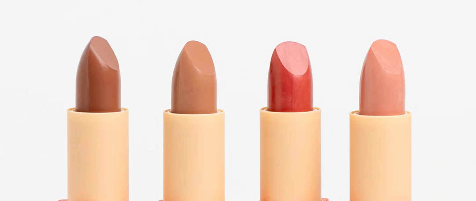 Four Burleigh Minerals Longwear Lipsticks on a white background
